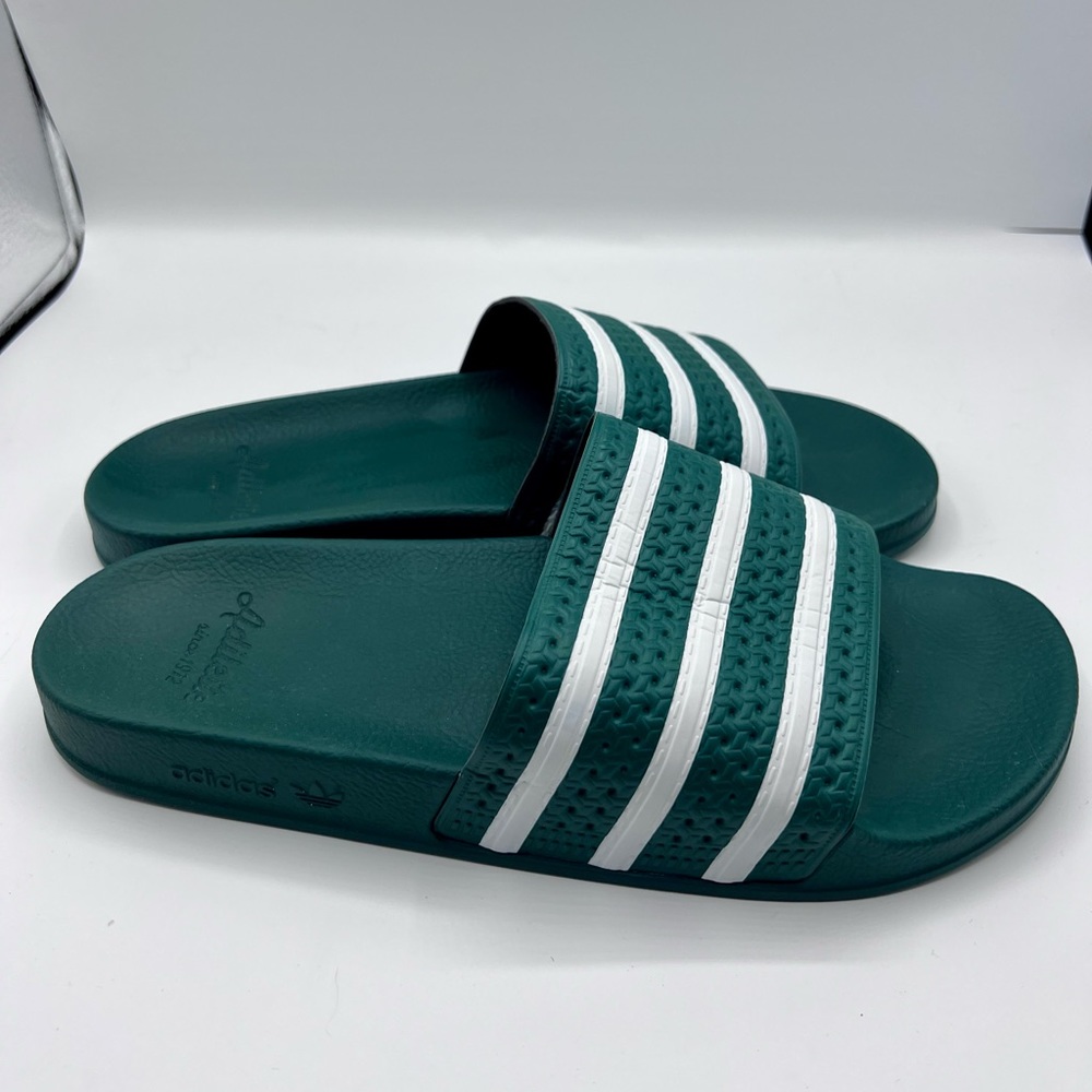 Adidas Men’s Adilette Slides - Collegiate Green/Cloud White
